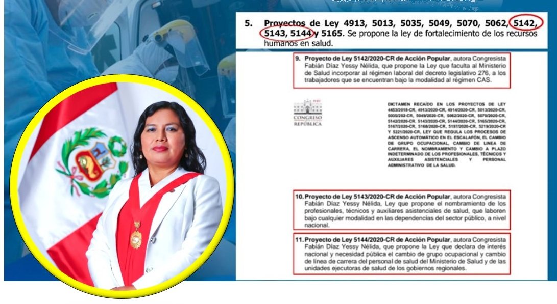 Congreso aprueba 3 proyectos de ley de Yessi Fabián, a favor de trabajadores de Salud