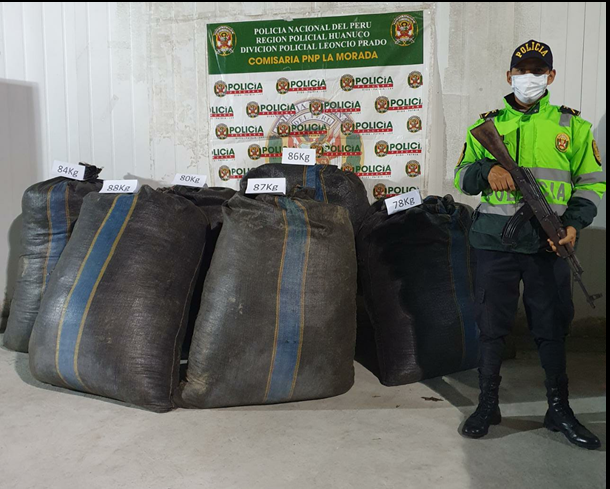 Encuentran abandonada media tonelada de hoja de coca en La Morada