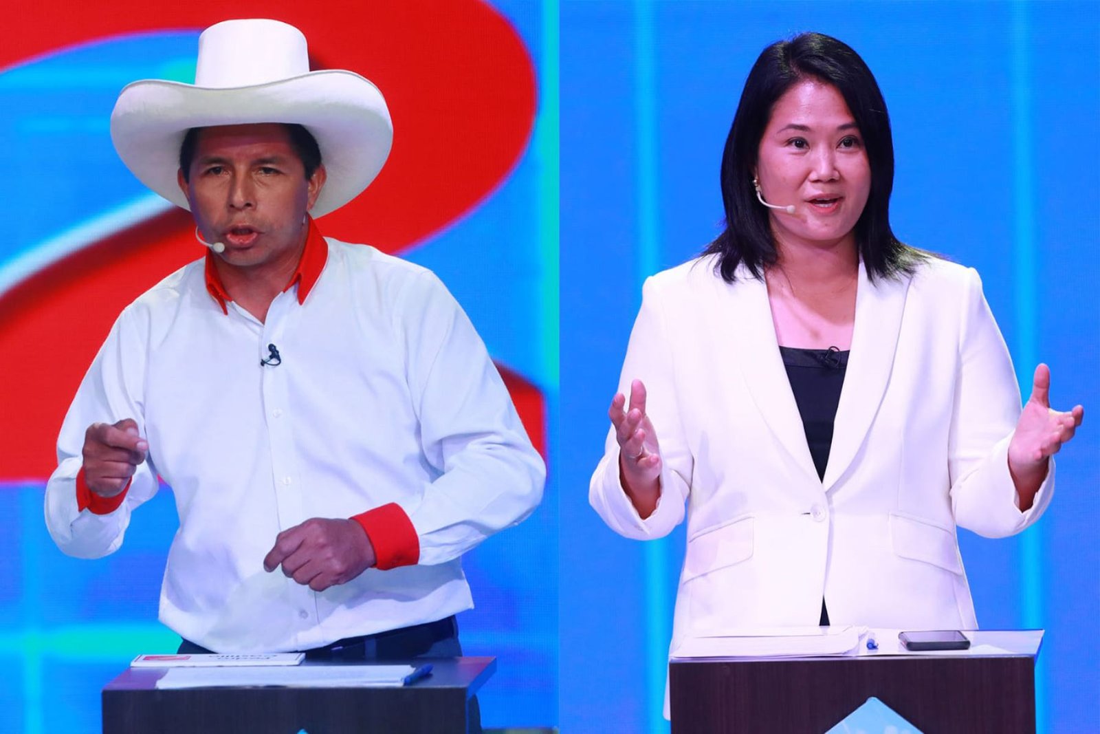 Boca de urna: Keiko Fujimori 50.3 %, Pedro Castillo 49.7 %