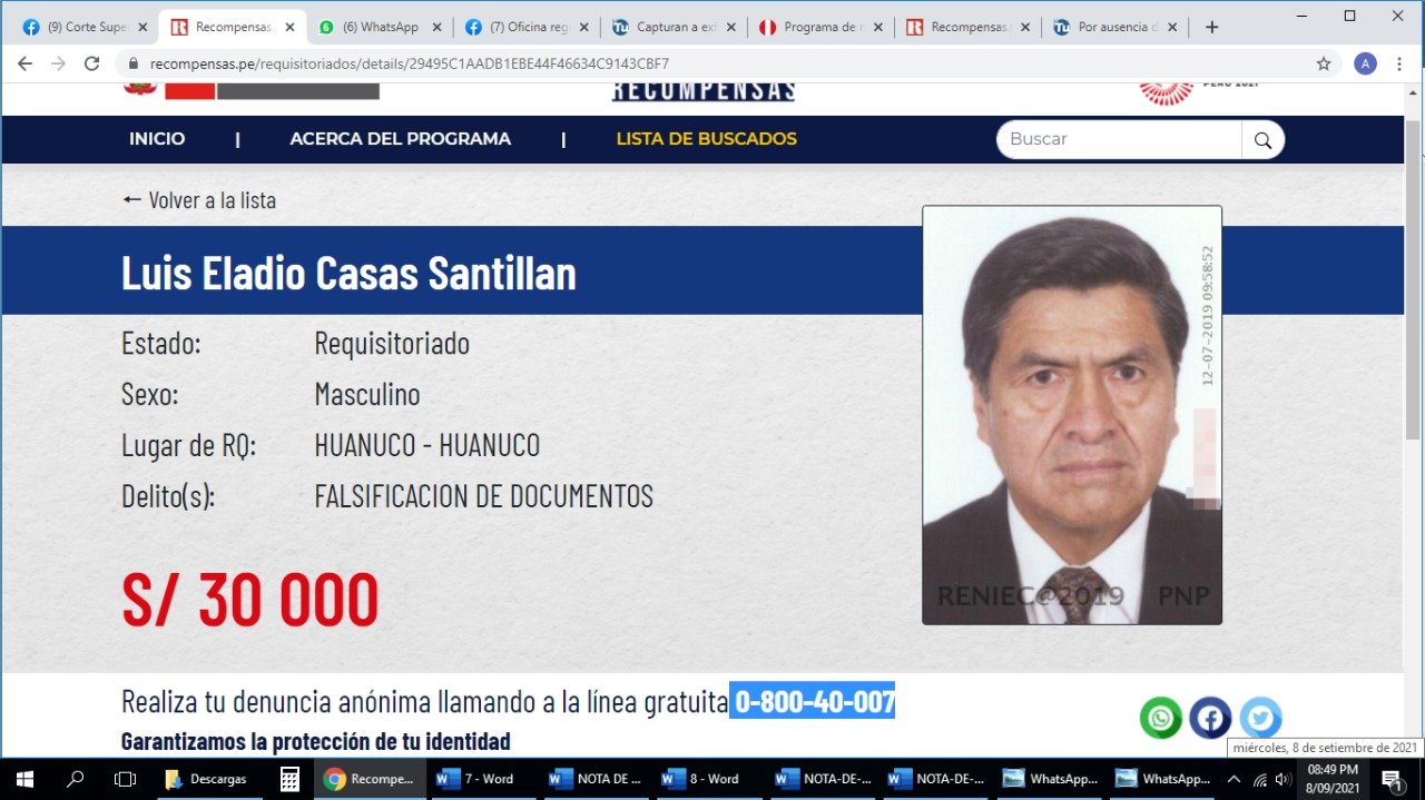 Ofrecen 30 mil soles de recompensa por empresario prófugo de la justicia