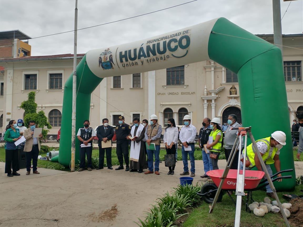 Inician rehabilitación de plazuela Cartagena y parque Héroes Huanuqueños