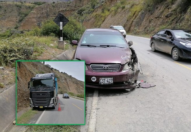 Choque de auto con trailer deja dos heridos en Taruca