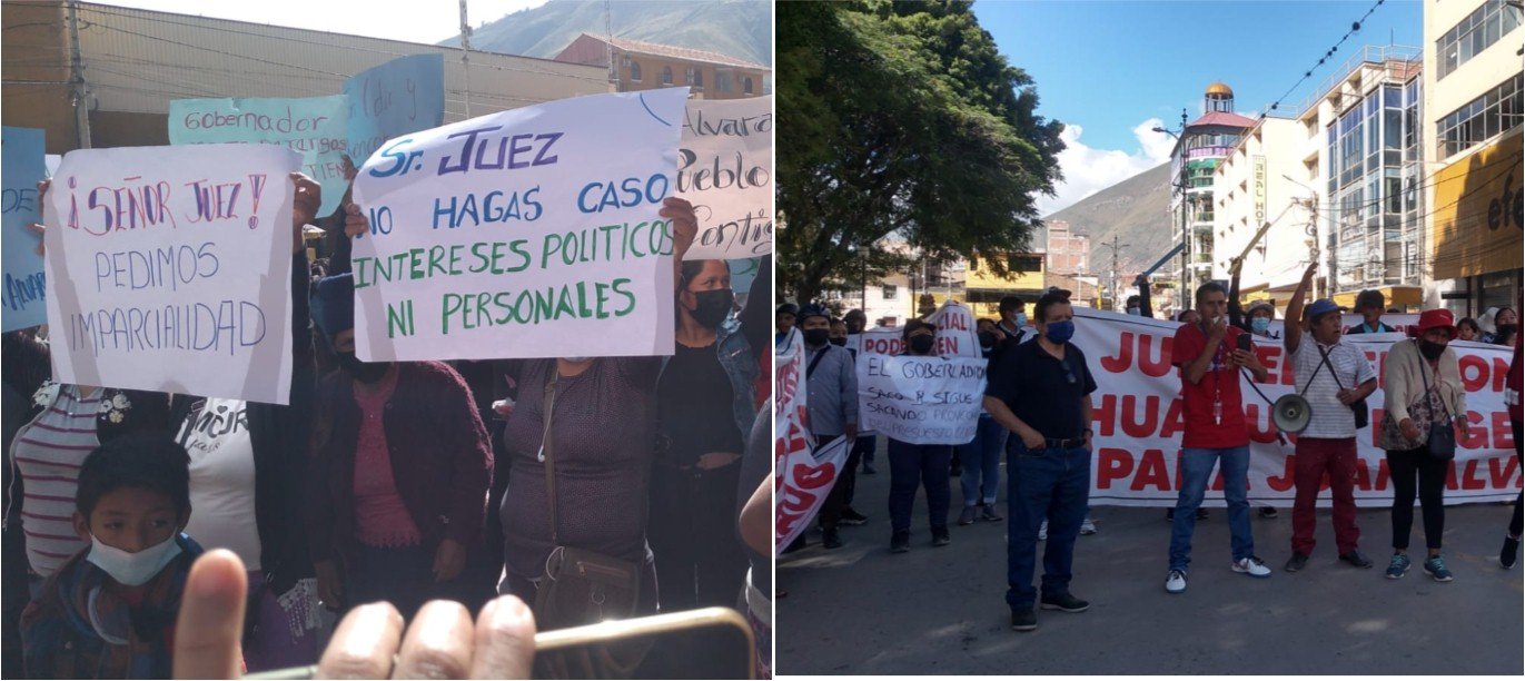 Protestan en favor y en contra del gobernador regional Juan Alvarado