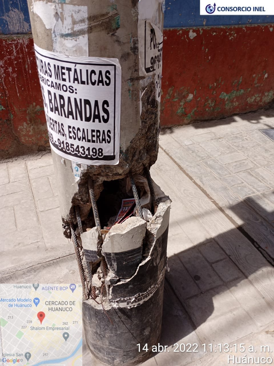 Postes en mal estado en la ciudad de Huánuco pertenecen al sistema de telefonía