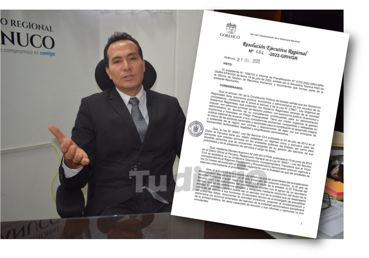 Instauran proceso administrativo disciplinario a exgerente del Gobierno Regional de Huánuco, Luis Briceño