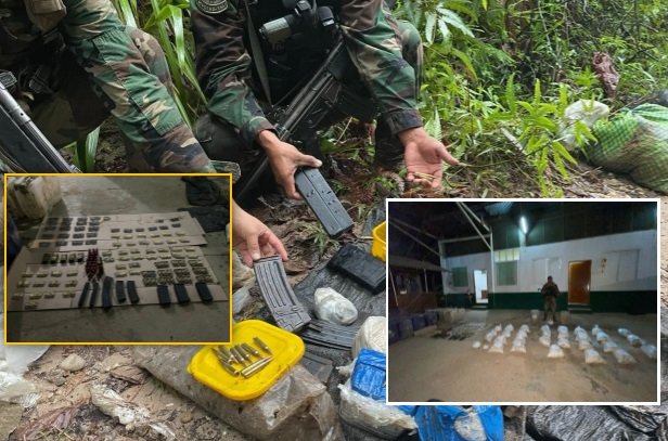 Decomisan 182 kilos de droga, municiones de guerra y cacerinas