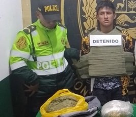 Detenido con más de dos kilos de marihuana es enviado a prisión