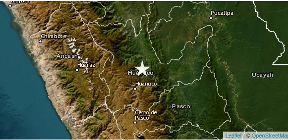 Epicentro del sismo de 4.8 grados que sacudió Huánuco en la madrugada fue localizado en Chinchao