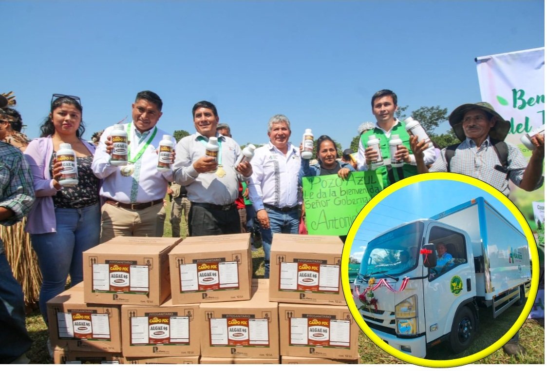 Entregan camión y abono a productores de té verde en Daniel Alomía Robles