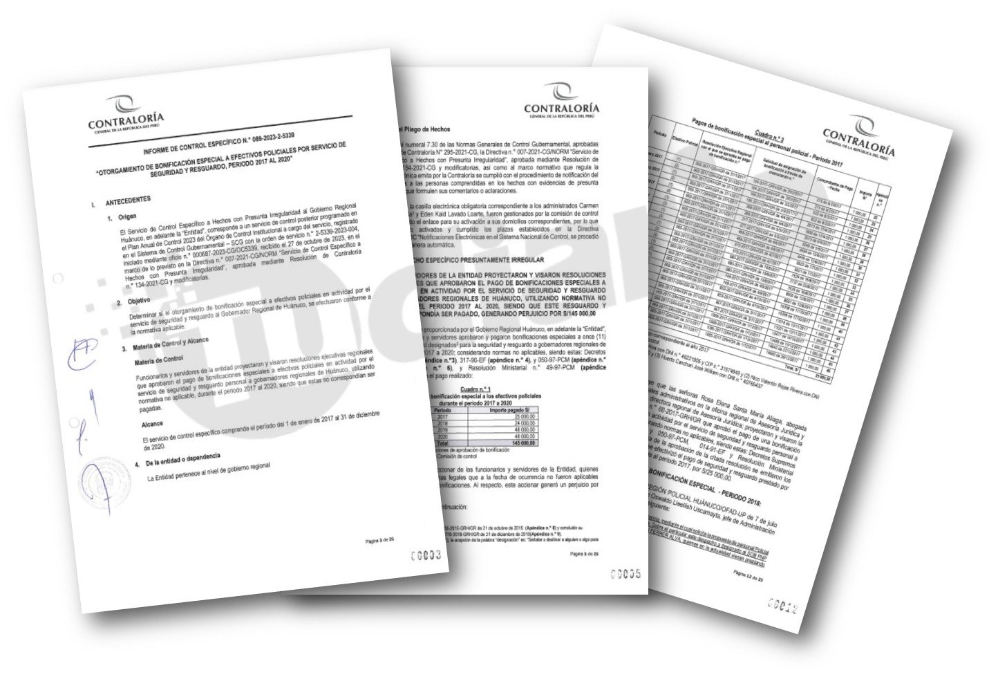 Gobierno Regional de Huánuco pago ilegalmente 145 mil soles por resguardo policial entre el 2017 y 2020