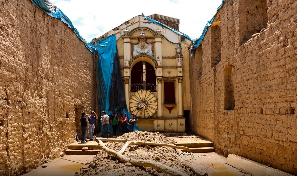 Torrencial lluvia también dañó la capilla de Huayopampa y zona arqueológica de Kotosh