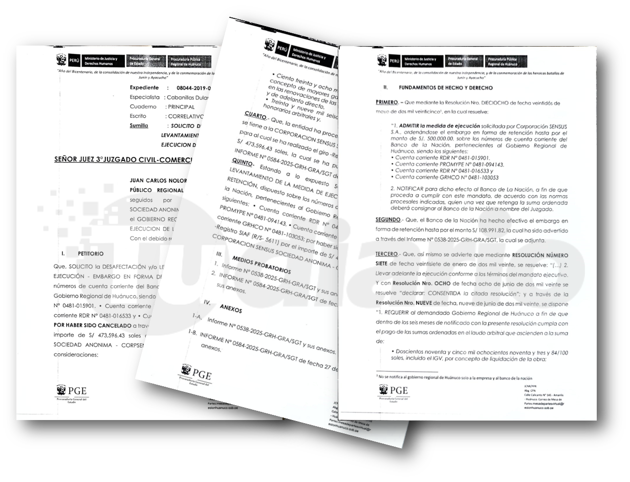 Embargan S/ 108 mil de cuentas del Gorehco por laudo arbitral pendiente desde el año 2013