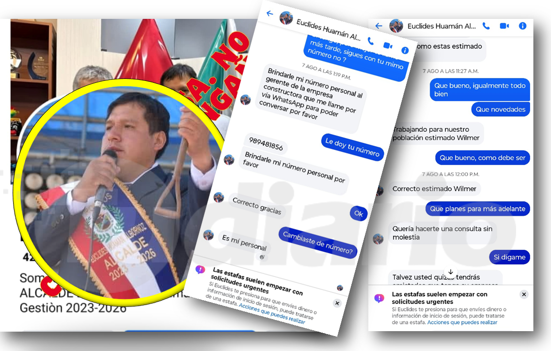 Alcalde denuncia que suplantaron su identidad para ofrecer ejecución de obras a cambio de dinero
