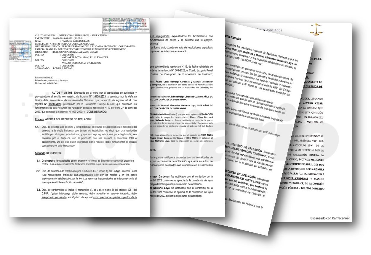 Sala Penal verá apelación en caso de colusión en agravio del Poder Judicial