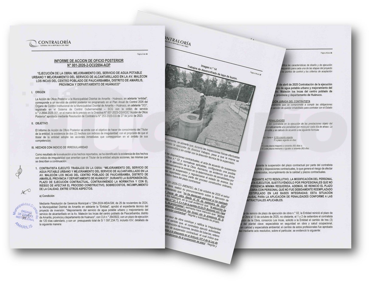 Detectan irregularidades en obra de agua y alcantarillado del Malecón Los Incas