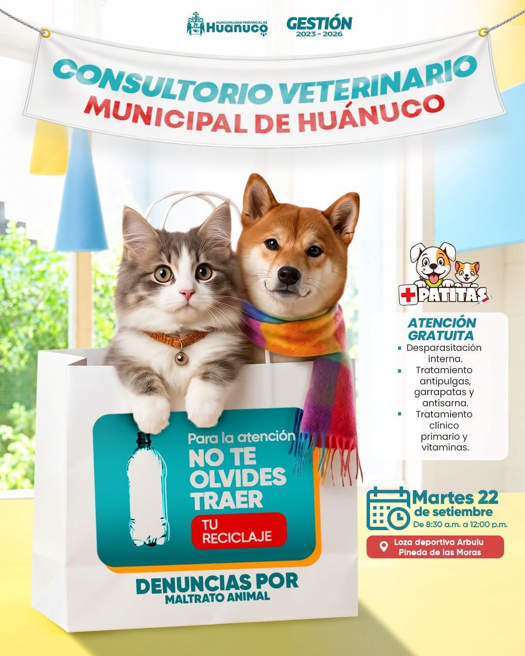 🐾💙 ¡CONSULTORIO VETERINARIO MUNICIPAL DE HUÁNUCO EN LAS MORAS! 🐶🐱
